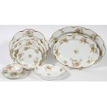 HOWELL & LIMOGES PORCELAIN DINNER SERVICE, 83  PIECES:  12 dinner plates, dia 9 3/4"; 12  luncheon