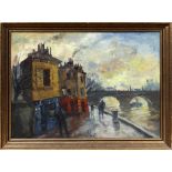 MOGENS VANTORE [DANISH, 1895-1977], "ON THE  SEINE", H 38", W 51 1/2":  Signed lower center.