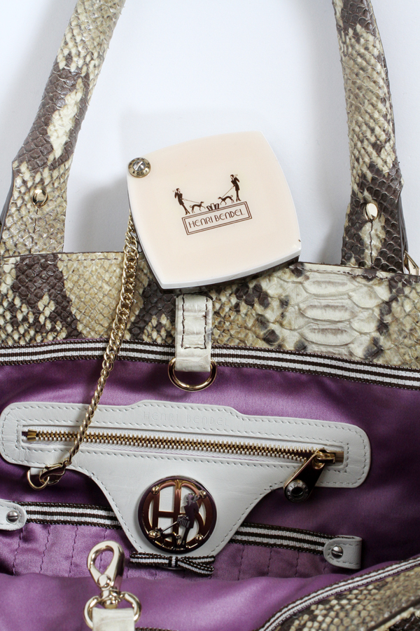 HENRI BENDEL SNAKESKIN BAG, W 14'':  Snakeskin  handbag with satin lining, and compact mirror. - Image 3 of 3