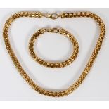 NECKLACE/BRACELET SET, 18KT YELLOW GOLD, 2  PIECES:  Gold necklace and bracelet, marked 750.   54.