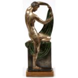 R. ABEL PHILIPPE [FRENCH, 20TH C.], ART DECO  PATINATED BRONZE SCULPTURE, H 11 1/2'', W 4'',  THE