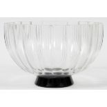 ORREFORS, SWEDISH CRYSTAL BOWL, H 5", DIA 8":   Colorless crystal bowl raised on a flaring black