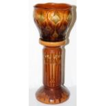 AMERICAN GLAZED POTTERY JARDINIÈRE ON PEDESTAL,  H 28" OVERALL:  Including 1 glazed pottery