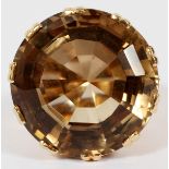 40.00CT NATURAL RUSSIAN TOPAZ 18KT GOLD RING,  DIA 1", SIZE 8 1/2:  A 40.00ct natural round  Russian