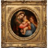 AFTER RAPHAEL, "MADONNA AND CHILD", 18TH C., H  14", W 14", DIA 13":