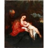 AFTER VAN DYKE OIL ON CANVAS, 19TH C., H 54", W  44", "MADONNA AND CHILD":  Depicts a mother and