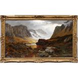 HENRY W. HENLEY, [BRITISH, 1831-1931], "THE  LARIG PASS", C. 1895, H 24", W 42":  Signed and