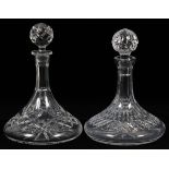 WATERFORD CRYSTAL DECANTER & ANOTHER DECANTER, H  10":  Ships decanters including one signed