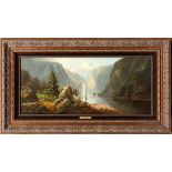 GEORGE GUNTHER HARTWICK [AMERICAN, 1817-1899],  OIL PAINTING, H 14", W 32", "THE ROCKIES":   Depicts