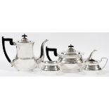 ENGLISH SILVERPLATE TEA & COFFEE SET, C. 1950,  FOUR PIECES, H 3 7/8 - 8 3/4":  Including 1  teapot,