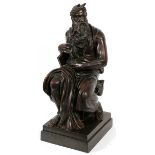 MORELLI & RINALDI [ROMA], BRONZE SCULPTURE AFTER  MICHELANGELO, "MOSES" H 20", L 8":  After the