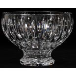 MARQUIS BY WATERFORD CRYSTAL FOOTED BOWL, H 5  1/2" DIA 7 1/2":  Round, footed form bowl. Acid  etch