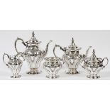 GORHAM 'CHANTILLY-DUCHESS' STERLING TEA & COFFEE  SET, 1945, FIVE PIECES:  Including 1 teapot, 1