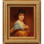 HENRY GUILLAUME SCHLESINGER [FRENCH, 1814-1893]  "PORTRAIT OF A LADY", H 18", W 14":  Signed