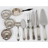 AMERICAN STERLING TABLEWARE & SERVING PIECES,  TEN PIECES:  Including 3 shell-form nut dishes,