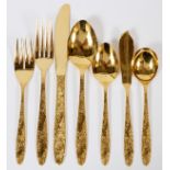 NATIONAL 'DANIELLE' GOLD-PLATED STAINLESS  FLATWARE SET, 82 PIECES [SERVICE FOR FIFTEEN]: