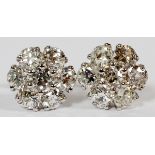 5.75CT DIAMOND CLUSTER & 14KT WHITE GOLD  EARRINGS, DIA 9/16":  A pair of 14kt white gold  and 5.