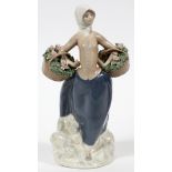 REX PORCELAIN FIGURE, H 10 1/4", GIRL WITH  FLOWERS: