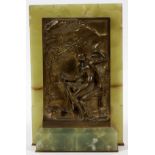 AFTER R. CHAPU, CLASSICAL STYLE BRONZE RELIEF  PLAQUE, H 8 1/4", W 5 1/4", MAIDEN SCRIBE:  On a