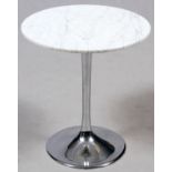 HUGH ACTON [AMERICAN], CHROME-PLATED STEEL &  MARBLE OCCASIONAL TABLE, H 20", DIA 18":  A  round