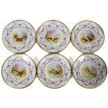 L. BERNARDAUD & CO. LIMOGES PORCELAIN SERVICE  PLATES, 12, DIA 9":  Signed. Various hand  painted