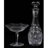 WATERFORD CRYSTAL WINE DECANTER AND COMPOTE H  11", 5":  Hand cut Irish made Waterford  decanter,