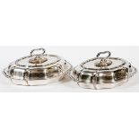 ENGLISH ELECTROPLATE SILVER DISHES, ATKIN  BROTHERS, PAIR, L 11":  Measure L.11" x 8".  Electroplate