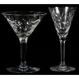 CUT CRYSTAL MARTINI AND WINE GLASSES, 14:  11  martini glasses and 3 red wines.