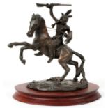 C.A. PARDELL, BRONZE SCULPTURE CHIEF CRAZY  HORSE:  A bronze figure of Chief Crazy horse on  his