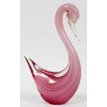 MURANO GLASS SWAN, H 14":  Pink.  Made in Italy.