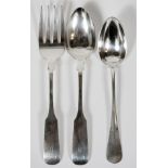 GORHAM 'OLD ENGLISH TIPT' STERLING SERVING FORK  & SPOON, LATE 19TH C., L 9":  Gorham sterling