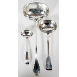 AMERICAN & ENGLISH STERLING LADLES [3], MID  19TH-EARLY 20TH C., L 5"-10", INCLUDING  ELIZABETH