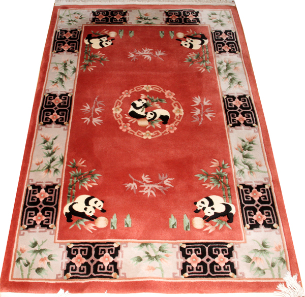 CHINESE HAND KNOTTED ORIENTAL RUG, 6' 0" X 4'  0":  Hand made in China. 90 line. Rose.