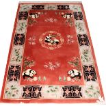 CHINESE HAND KNOTTED ORIENTAL RUG, 6' 0" X 4'  0":  Hand made in China. 90 line. Rose.