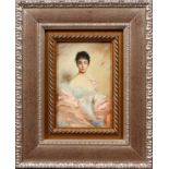 CHARLES CHAPLIN [FRENCH, 1825-1891], OIL ON  BOARD, H 9", W 6", "PORTRAIT OF A LADY":  Signed  lower