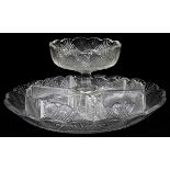 WATERFORD CRYSTAL CONDIMENT SET, EARLY 19TH C.,  SET OF EIGHT PIECES, DIA 12 1/2":  Hand-blown