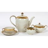 GERMAN PORCELAIN CHILD'S TEA SET, 16PCS:   Includes 5 cups & saucers, one tea pot with lid,  one