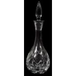 BLOCK CUT CRYSTAL DECANTER, H 15 1/2":  Comes  with stopper.