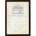 PRESIDENT JAMES MADISON, SIGNED SHIP'S DOCUMENT, 1811, H 15", W 10" Document dated 1-31-1811,