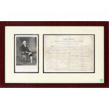 PRESIDENT JAMES MADISON SIGNED LAND GRANT, 1815, H 9", W 20" Document dated 4-10-1815, land grant to