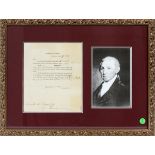 SECRETARY OF WAR JAMES MONROE SIGNED APPOINTMENT DOCUMENT, 1814, H 9", W 14" Printed appointment