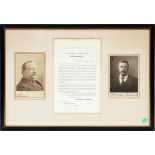 PRESIDENT THEODORE ROOSEVELT AND GROVER CLEVELAND, SIGNED PICTURE AND UNSIGNED PROCLAMATION, C1897 &