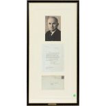 PRESIDENT HARRY S. TRUMAN SIGNED, TYPE WRITTEN, BIRTHDAY GREETING AND ENVELOPE, 1951, H 23", W 7"