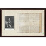 PRESIDENT JOHN ADAMS, SIGNED DOCUMENT, 1798, H 15", W 28" Dated 4-16-1798. Four language ships