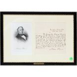 PRESIDENT MILLARD FILLMORE HAND WRITTEN LETTER, 1851, H 8", W 13" Letter signed 11-26-1851.