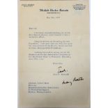 SENATOR JOHN F. KENNEDY SIGNED TYPE WRITTEN LETTER, 1957, H 9 1/8", W 6 1/4" Typed letter dated 5-