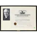 PRESIDENT WARREN G. HARDING SIGNED APPOINTMENT DOCUMENT, 1923, H 16", W 26" Document dated 4-26-