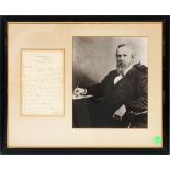 PRESIDENT RUTHERFORD B. HAYES, SIGNED, HAND WRITTEN LETTER, 1879, H 9", W 14" Executive Mansion