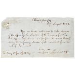 PRESIDENT JAMES BUCHANAN, SIGNED APPOINTMENT DOCUMENT, 1857, H 4 1/8", W 7 3/4" Secretary hand