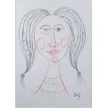 BAEZA, MANUEL (1915 - 1986). "Cabeza de mujer II". Ceras sobre papel. 41 x 35 cm. Firmado en el